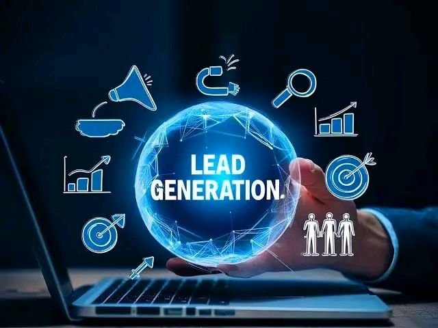 Lead generation services dashboard with digital marketing, SEO, customer acquisition, and business growth strategies.